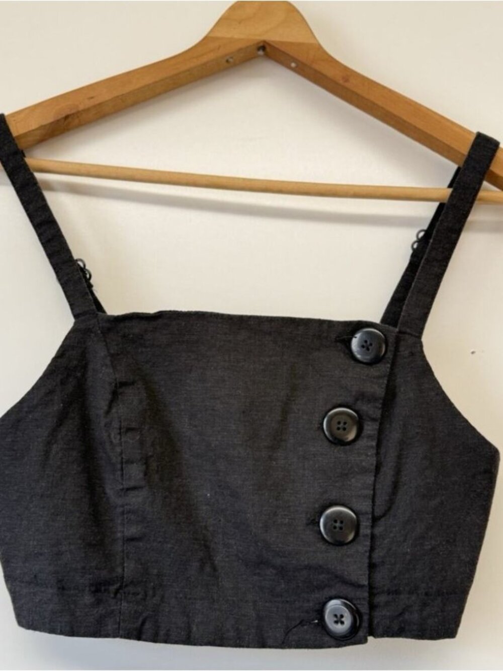 Top Bandeau Smocked Back Button Linen Blend Sz Small
